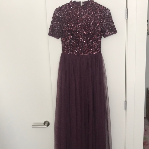 maya high neck maxi tulle dress